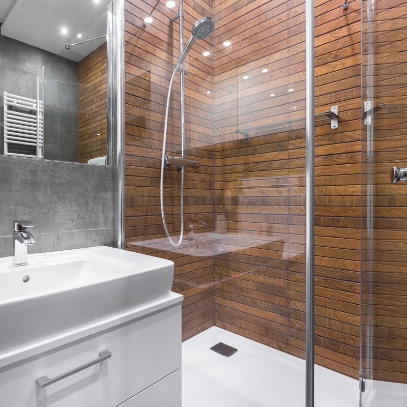 Contemporary Shower with Multiple Showerheads